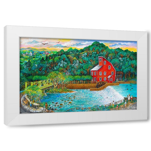 Clinton Falls White Modern Wood Framed Art Print by Bell, Bill