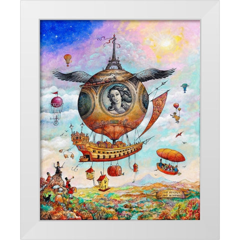 Voyage of the Minerva White Modern Wood Framed Art Print by Bell, Bill