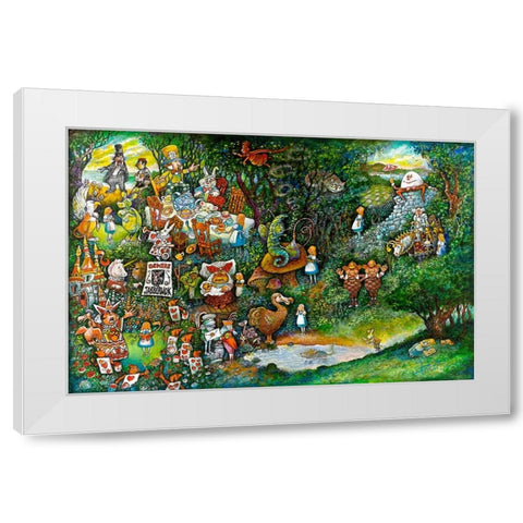 Alice in Wonderland White Modern Wood Framed Art Print by Bell, Bill