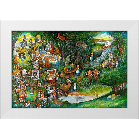 Alice in Wonderland White Modern Wood Framed Art Print by Bell, Bill