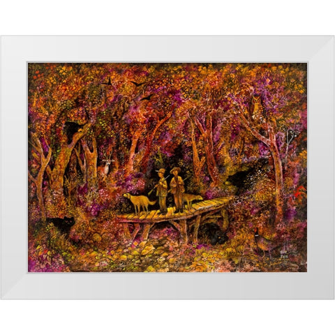 Bear Hunters White Modern Wood Framed Art Print by Bell, Bill