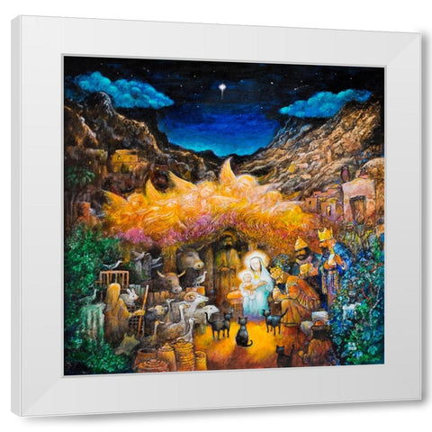 Nativity White Modern Wood Framed Art Print by Bell, Bill