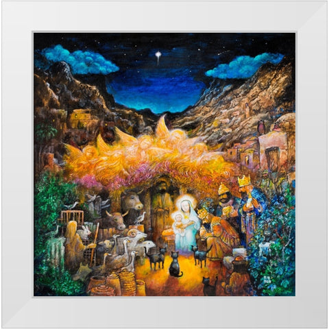 Nativity White Modern Wood Framed Art Print by Bell, Bill