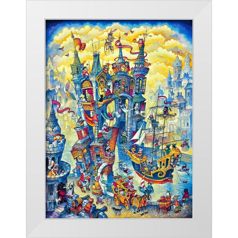 Cats Royale White Modern Wood Framed Art Print by Bell, Bill