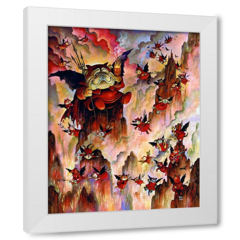 Devil Dogs White Modern Wood Framed Art Print by Bell, Bill