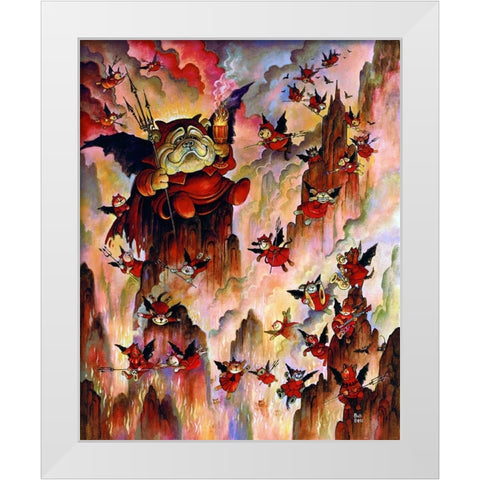 Devil Dogs White Modern Wood Framed Art Print by Bell, Bill
