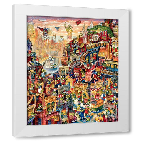 Croc City White Modern Wood Framed Art Print by Bell, Bill