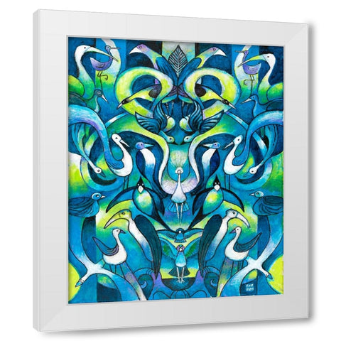 Birds of a Feather White Modern Wood Framed Art Print by Bell, Bill