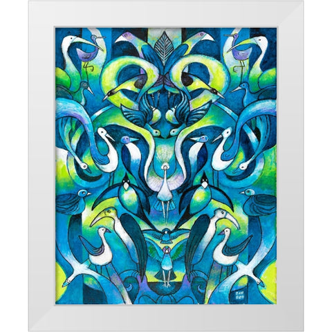 Birds of a Feather White Modern Wood Framed Art Print by Bell, Bill
