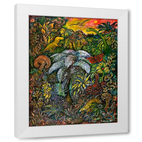 Jurassisity White Modern Wood Framed Art Print by Bell, Bill