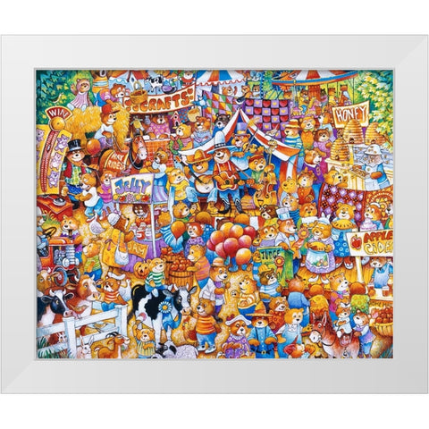 Teddy Bear Fair White Modern Wood Framed Art Print by Bell, Bill
