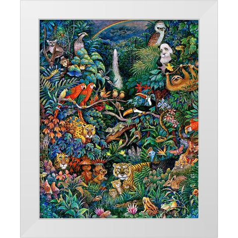 Rainbow Rainforest White Modern Wood Framed Art Print by Bell, Bill