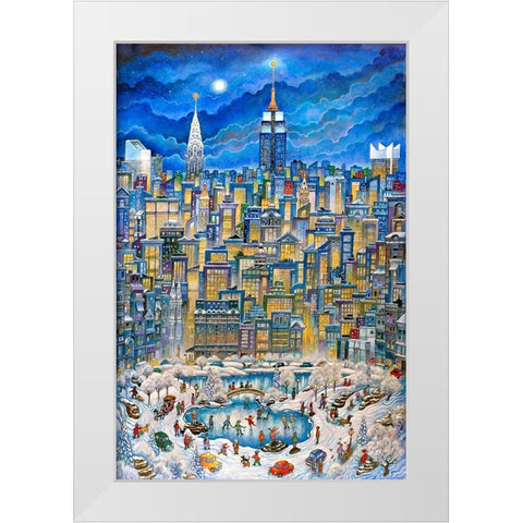 Manhattan White Modern Wood Framed Art Print by Bell, Bill