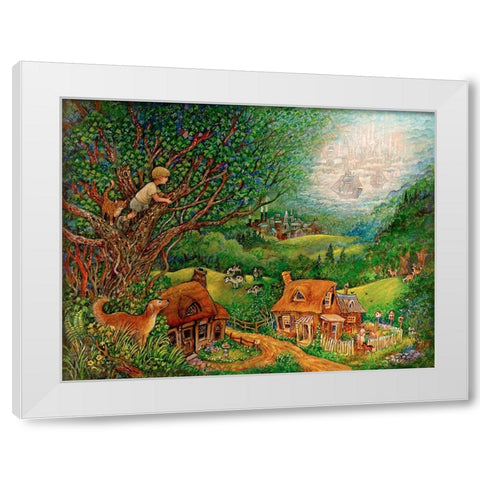 Far Away White Modern Wood Framed Art Print by Bell, Bill