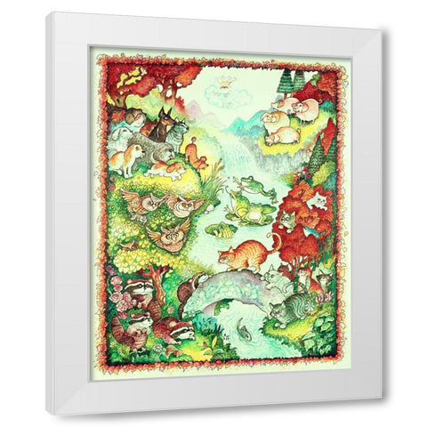 Raccoons and Rats White Modern Wood Framed Art Print by Bell, Bill