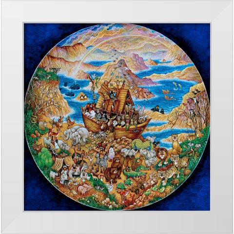 Rainbow Ark Circle White Modern Wood Framed Art Print by Bell, Bill