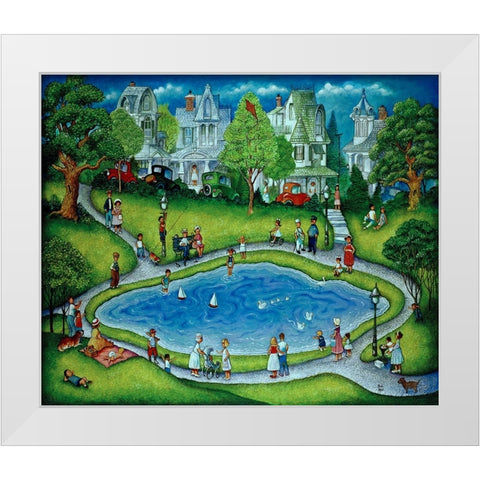 The Park White Modern Wood Framed Art Print by Bell, Bill