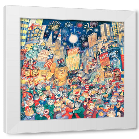 NY Eve 2000 Horiz White Modern Wood Framed Art Print by Bell, Bill
