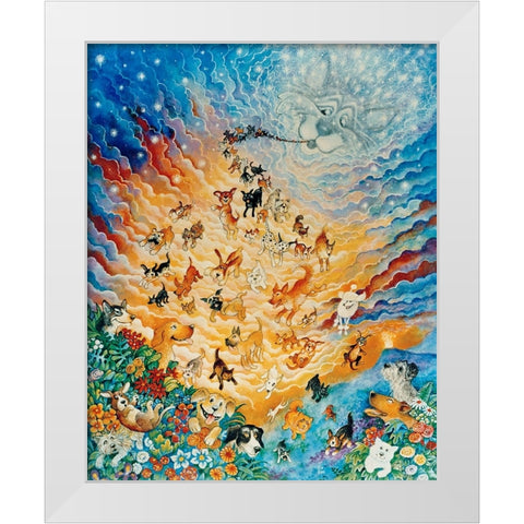 Creation of Dogs White Modern Wood Framed Art Print by Bell, Bill