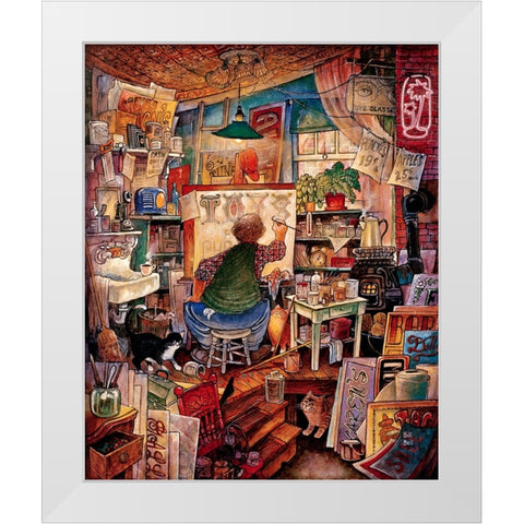 Sign Man White Modern Wood Framed Art Print by Bell, Bill
