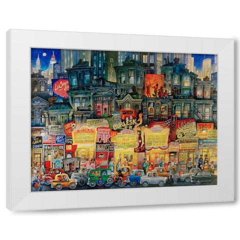 42 Street White Modern Wood Framed Art Print by Bell, Bill