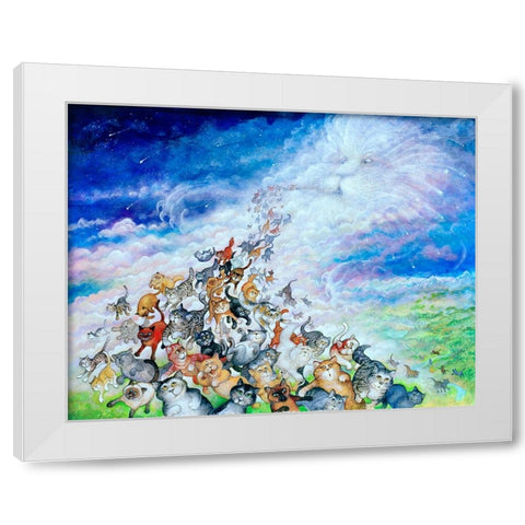 God Created Cats White Modern Wood Framed Art Print by Bell, Bill