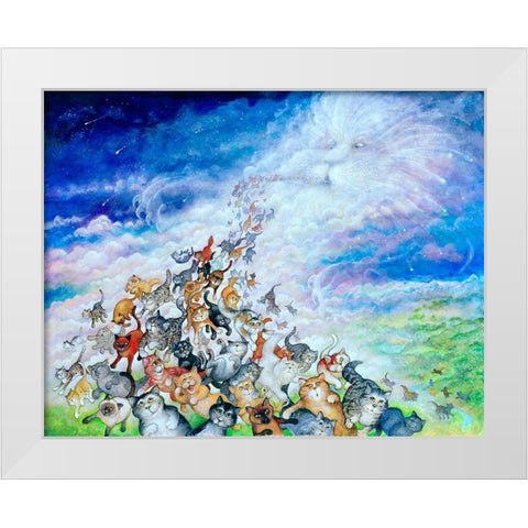 God Created Cats White Modern Wood Framed Art Print by Bell, Bill