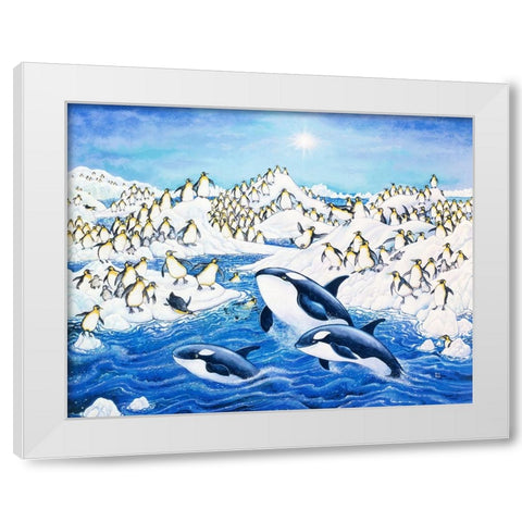 Willy And The Watchers White Modern Wood Framed Art Print by Bell, Bill