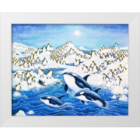 Willy And The Watchers White Modern Wood Framed Art Print by Bell, Bill