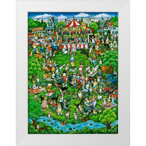 Dog Show White Modern Wood Framed Art Print by Bell, Bill