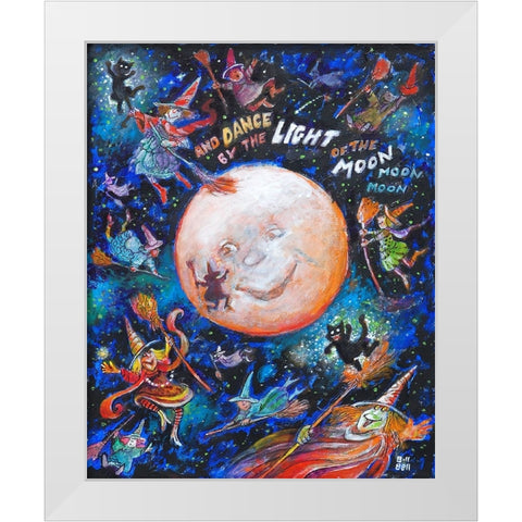 And Dance By The Light Of The Moon White Modern Wood Framed Art Print by Bell, Bill