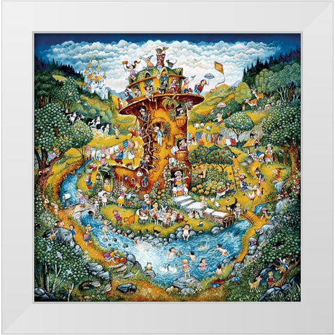 Shoe Lady White Modern Wood Framed Art Print by Bell, Bill