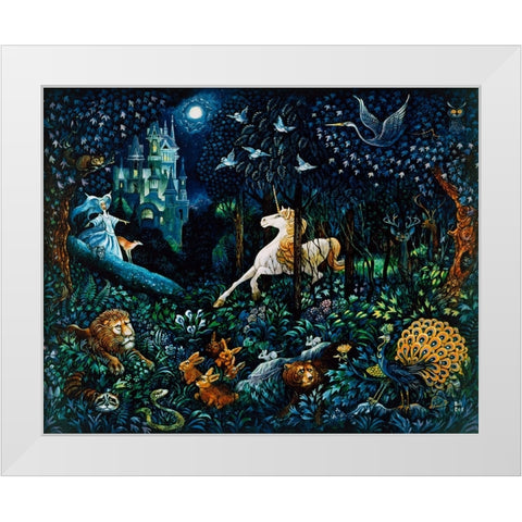 The Unicorn White Modern Wood Framed Art Print by Bell, Bill