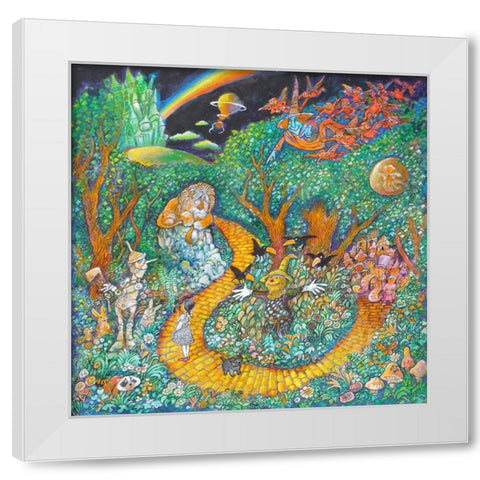 Follow the Yellow Brick Road White Modern Wood Framed Art Print by Bell, Bill