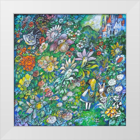 In the Wonderland Garden White Modern Wood Framed Art Print by Bell, Bill