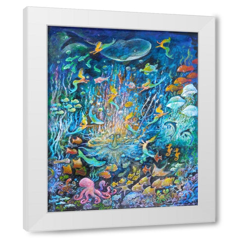 Neptunes World White Modern Wood Framed Art Print by Bell, Bill
