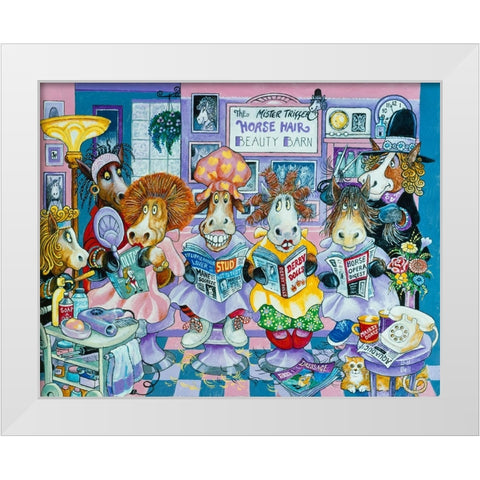 The Horse Hair Barn White Modern Wood Framed Art Print by Bell, Bill