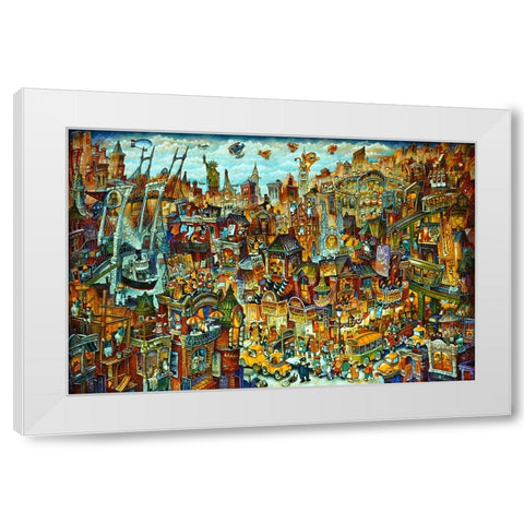Cat City 2 White Modern Wood Framed Art Print by Bell, Bill