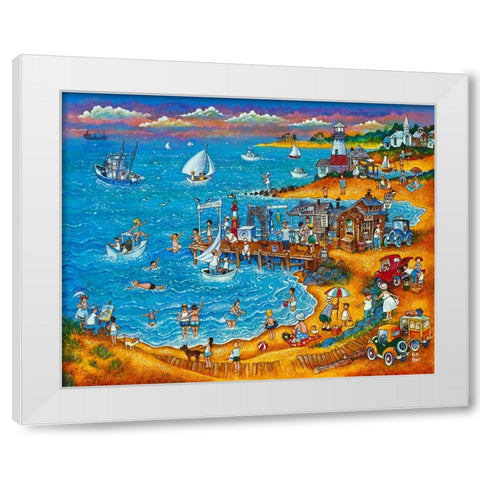 Fishing Pier  White Modern Wood Framed Art Print by Bell, Bill