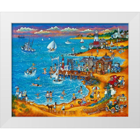 Fishing Pier  White Modern Wood Framed Art Print by Bell, Bill