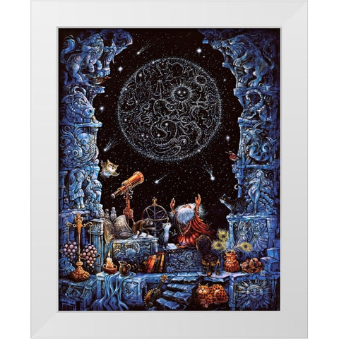 Astrologer White Modern Wood Framed Art Print by Bell, Bill