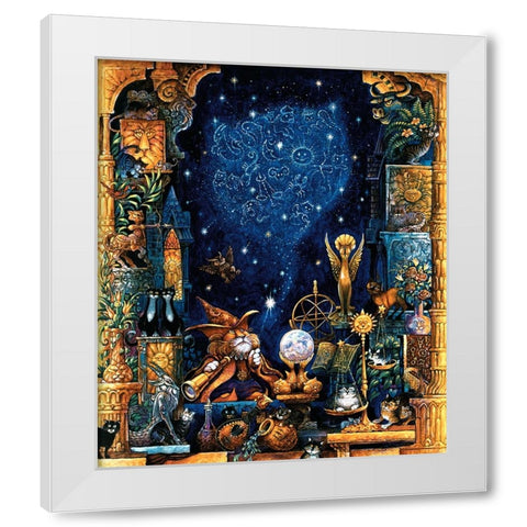 Zodicats White Modern Wood Framed Art Print by Bell, Bill