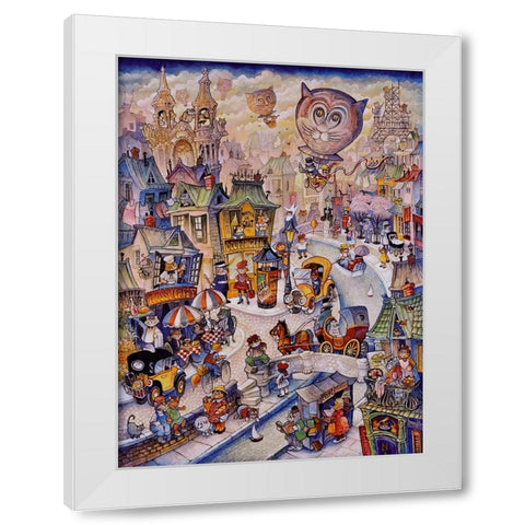 Paris Les Chats White Modern Wood Framed Art Print by Bell, Bill