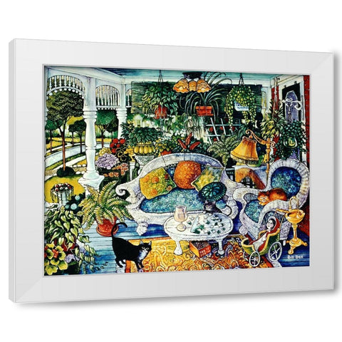 White Wicker Summer White Modern Wood Framed Art Print by Bell, Bill