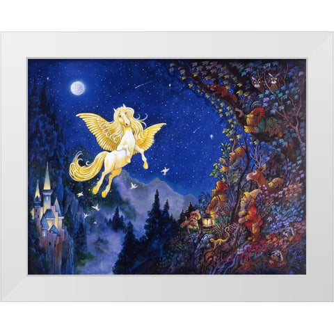 Flight Of Pegasus White Modern Wood Framed Art Print by Bell, Bill