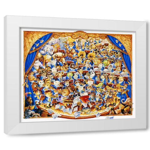 Animal Orchestra White Modern Wood Framed Art Print by Bell, Bill