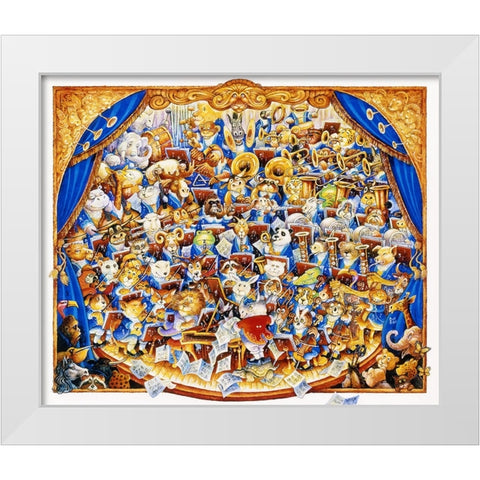 Animal Orchestra White Modern Wood Framed Art Print by Bell, Bill