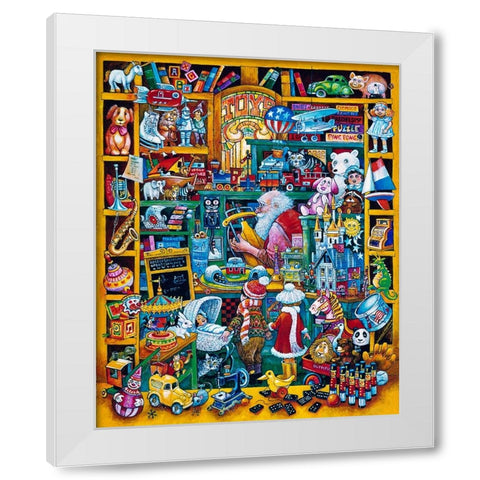 Toyman White Modern Wood Framed Art Print by Bell, Bill