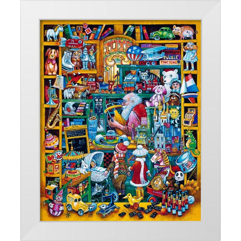 Toyman White Modern Wood Framed Art Print by Bell, Bill