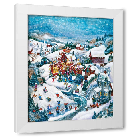 Christmas Barn White Modern Wood Framed Art Print by Bell, Bill
